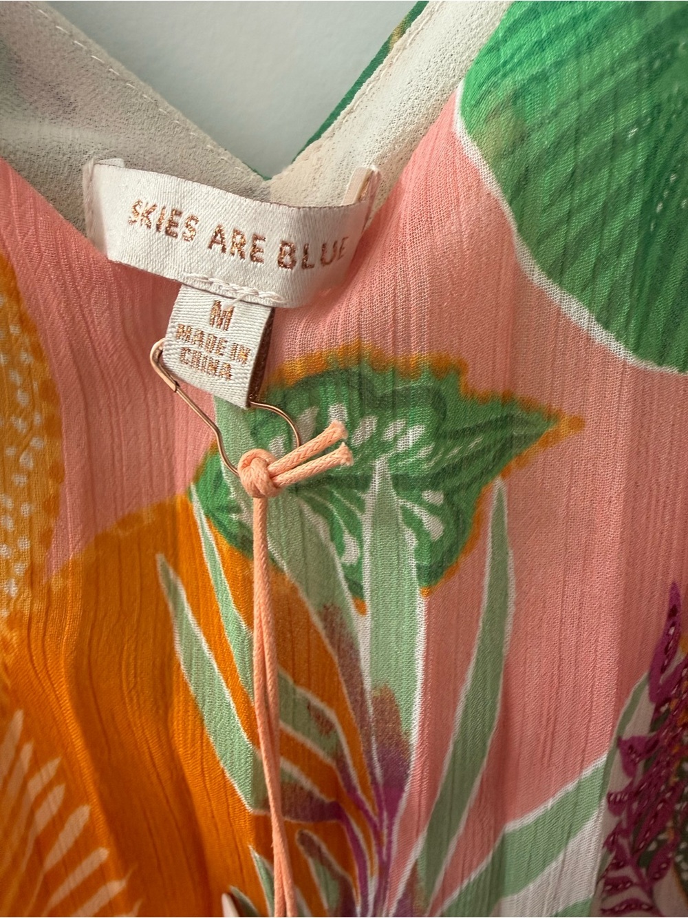 Skies Are Blue Tropical Maxi Slip Dress in Green, Orange & Pink - Picture 3 of 3